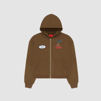 Fugazi Beam Zip Hoodie Brown in front side