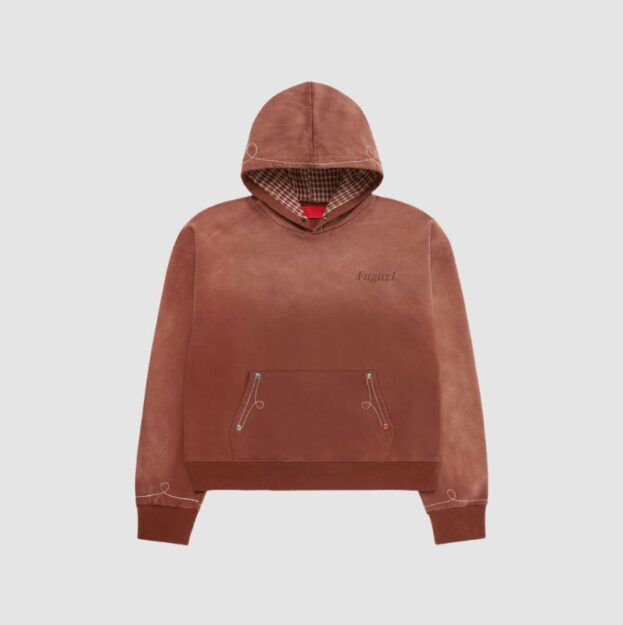 Fugazi Stone Rivet Hoodie Faded Brown in front side