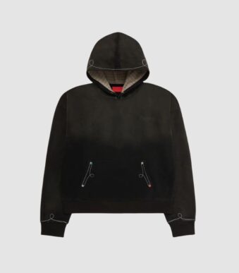 Fugazi Stone Rivet Hoodie Washed Black in front side