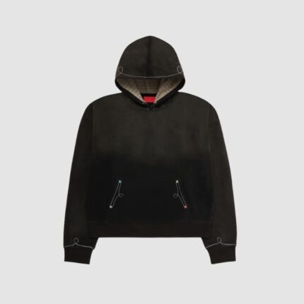 Fugazi Stone Rivet Hoodie Washed Black in front side
