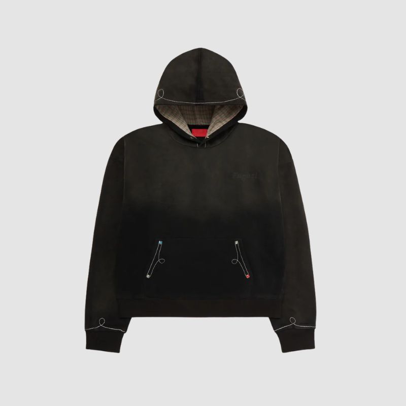 Fugazi Stone Rivet Hoodie Washed Black Fugazi Stone Rivet Hoodie Washed Black in front side