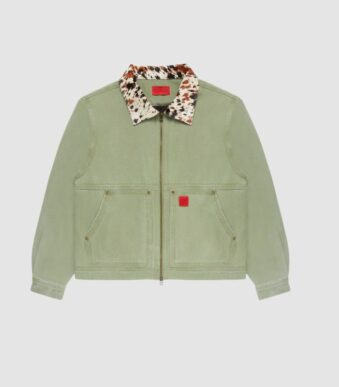 Fugazi Pony Collar Work Jacket Washed Olive in front side