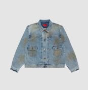 Fugazi Stone Rivet Denim Jacket Mud Washed in front side