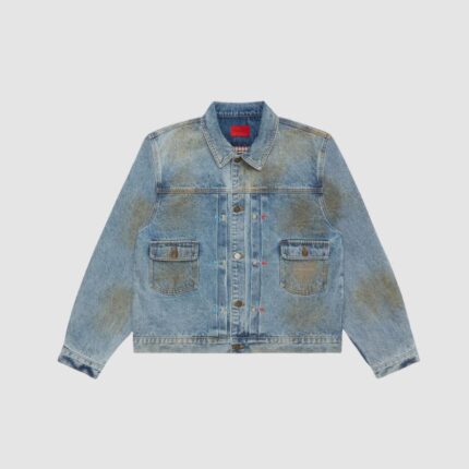 Fugazi Stone Rivet Denim Jacket Mud Washed in front side