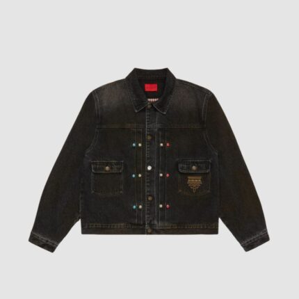Fugazi Stone Rivet Denim Jacket Washed Black in front side