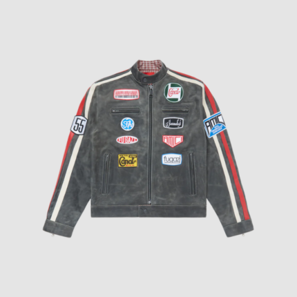 Fugazi Leather Racing Jacket Black in front side